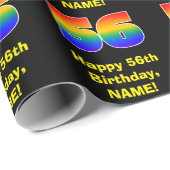 56ste verjaardag: Leuke, kleurrijke regenboog geïn Cadeaupapier (Rol Hoek)