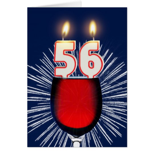 56ste Verjaardag met wijn en kaarsen Briefkaarten 0