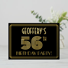 56ste verjaardagsfeest — Art Deco-stijl “56” + naa Folie Uitnodiging