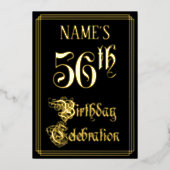56ste verjaardagsfeest — Fancy Script & Eigen Naam Folie Uitnodiging (Voorkant)