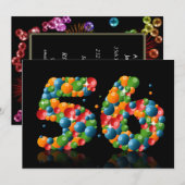 56ste verjaardagsfeest, met bubbels en ballen kaart (Voorkant / Achterkant)