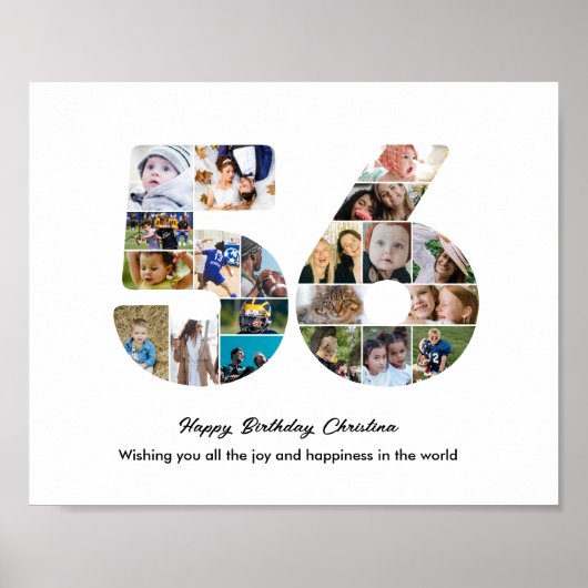 56ste Verjaardagsfeest Nummer 56 Fotocollage Poster (Voorkant)