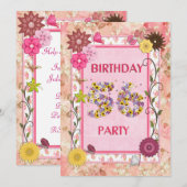 56ste verjaardagsfeestje met bloemenfeest lijst kaart (Voorkant / Achterkant)