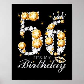 56th Birthday High Hiel Shoes Crown Diamond Poster