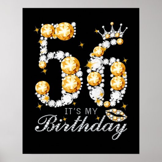 56th Birthday High Hiel Shoes Crown Diamond Poster (Voorkant)