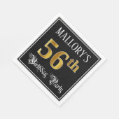 56th Birthday Party — Fancy Script, Faux Gold Look Servet (Hoek)