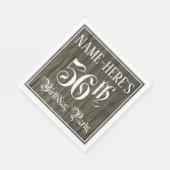 56th Birthday Party — Fancy script, Faux Wood Kijk Servet (Hoek)