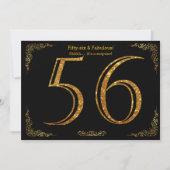56th Birthday party, Gatsby styl, zwarte gouden gl Kaart (Voorkant)