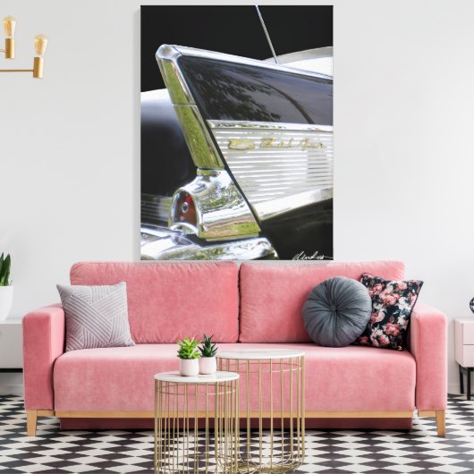 '57 Chevy Bel Air "FINS" Canvas Afdruk (Insitu (Woonkamer))