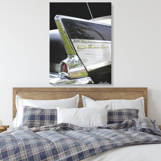'57 Chevy Bel Air "FINS" Canvas Afdruk (Insitu (Slaapkamer))