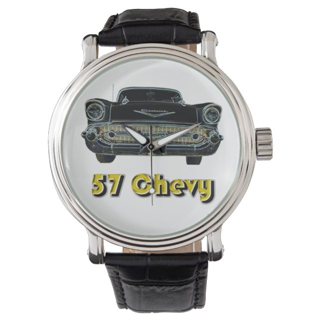 57 Chevy  lederen bandhorloge Horloge (Voorkant)