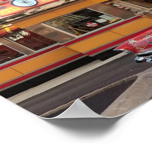 '57 Chevy met een 50's Style Coney Island Poster (Hoek)