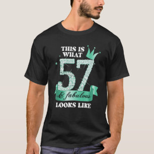 57 & Fabulous I Turquoise Black Party Group Photo T-shirt