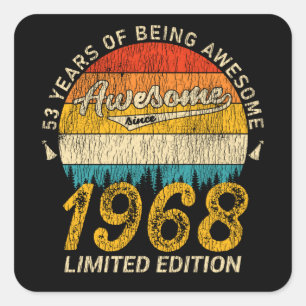 57 jaar oud 1968 Retro Geweldige 57ste verjaardags Vierkante Sticker