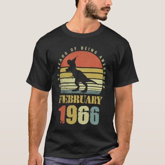 57 jaar oud Dinosaur februari sinds 1966 57th Bir T-shirt (Voorkant)
