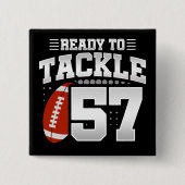 57 Jaar Oud Tackle Football Party 57e Verjaardag Vierkante Button 5,1 Cm (Voorkant)