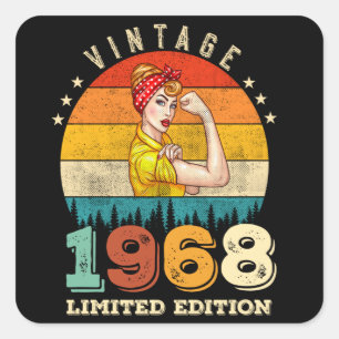57 jaar oude Bday 1968 Vintage 57ste verjaardag vr Vierkante Sticker