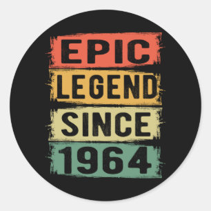 57 jaar oude dag 1964 Epic Legend 58th Birthday Ronde Sticker