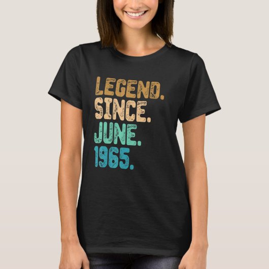 57 jaar oude leggende sinds juni 1965 57e verjaard t-shirt (Voorkant)
