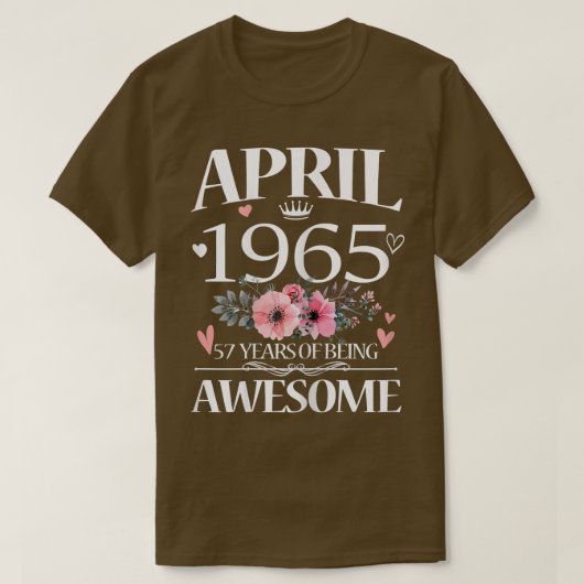 57-jarige vrouwen in april 1965 Floral 57th T-shirt (Design voorkant)