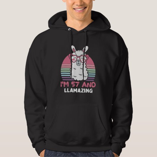 57 Year Old Bday Llamazing 57th Birthday Llama Hoodie (Voorkant)