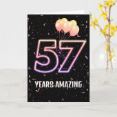 57e Birthday-ballonnen en Confetti Kaart (Gele Bloem)