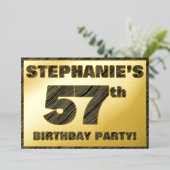 57e Birthday Party — Vette, Faux Hood Grain Text Folie Uitnodiging (Staand Voorkant)