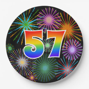 57e evenement - Fun, kleurrijk, vet, regenboog 57 Papieren Bordje