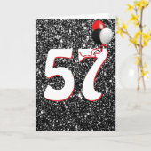 57e geboortedag ballonnen op zwarte Glitter Kaart (Gele Bloem)