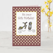 57e Shoes Birthday Kaart for Women with Polka Dots (Gele Bloem)