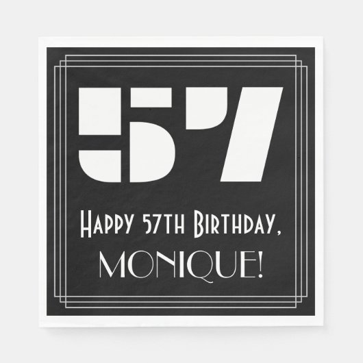 57e verjaardag: Art Deco geïnspireerd look "57" +  Servet (Voorkant)