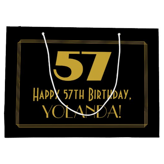 57e verjaardag — Art Deco geïnspireerde look "57" Groot Cadeauzakje (Achterkant)