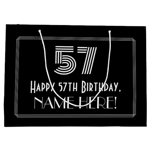 57e verjaardag — Art Deco geïnspireerde look "57"  Groot Cadeauzakje (Achterkant)