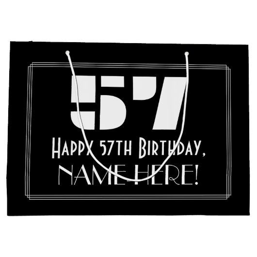 57e verjaardag ~ Art Deco Geïnspireerde look "57"  Groot Cadeauzakje (Achterkant)