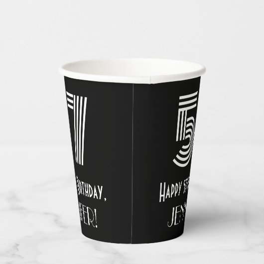 57e verjaardag — Art Deco Geïnspireerde look "57" Papieren Bekers (Rechts)