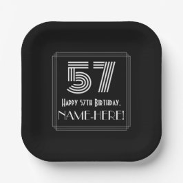57e verjaardag — Art Deco Geïnspireerde look "57"  Papieren Bordje