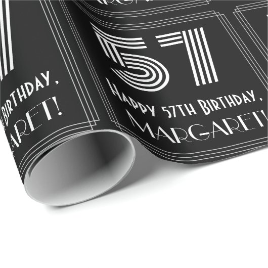 57e verjaardag: Art Deco geïnspireerde look "57" w Cadeaupapier (Rol Hoek)