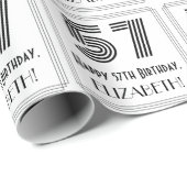 57e verjaardag: Art Deco Geïnspireerde stijl "57"  Cadeaupapier (Rol Hoek)