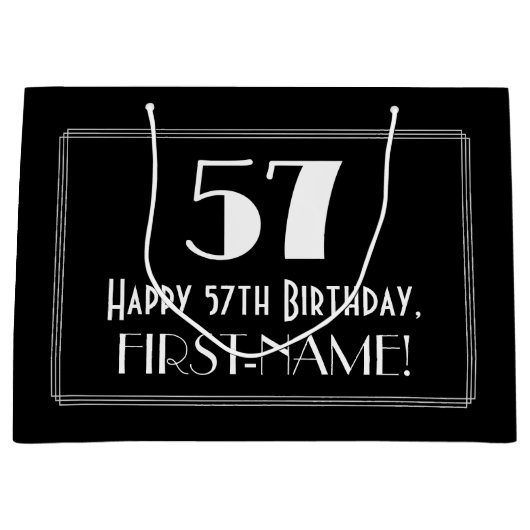 57e verjaardag: Art Deco geïnspireerde stijl "57", Groot Cadeauzakje (Voorkant)