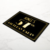 57e verjaardag: Art Deco Kijk "57", met naam Folie Uitnodiging (Gedraaid)