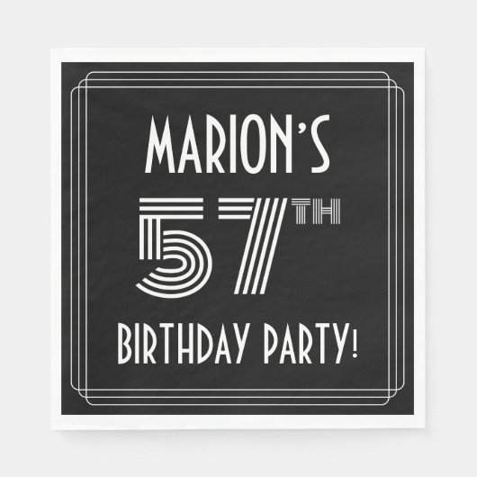 57e verjaardag: Art Deco Style + aangepaste naam Servet (Voorkant)