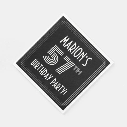 57e verjaardag: Art Deco Style + aangepaste naam Servet (Hoek)