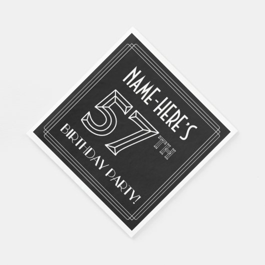 57e verjaardag: Art Deco Style + aangepaste naam Servet (Hoek)