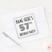 57e verjaardag: Art Deco Style + aangepaste naam Vierkante Sticker (Envelop)