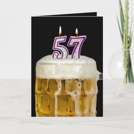 57e verjaardag Bier op zwart Kaart (Voorkant)