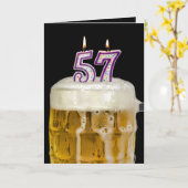 57e verjaardag Bier op zwart Kaart (Gele Bloem)