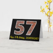 57e Verjaardag - Brick Wall Pattern "57" w / Naam Kaart (Gele Bloem)
