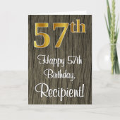 57e verjaardag: Elegant Faux Gold Look #, Faux Woo Kaart (Voorkant)