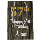 57e verjaardag: Elegant Faux Gold Look #, Faux Woo Medium Cadeauzakje (Voorkant)
