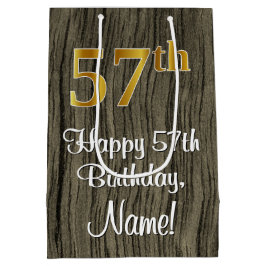 57e verjaardag: Elegant Faux Gold Look #, Faux Woo Medium Cadeauzakje